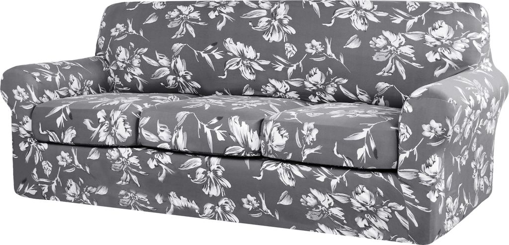 Super Stretch Sofabezug mit separatem Kissenbezug Couch Sessel Loveseat Sofabezüge(3-Sitzer-Sofa,Grau)