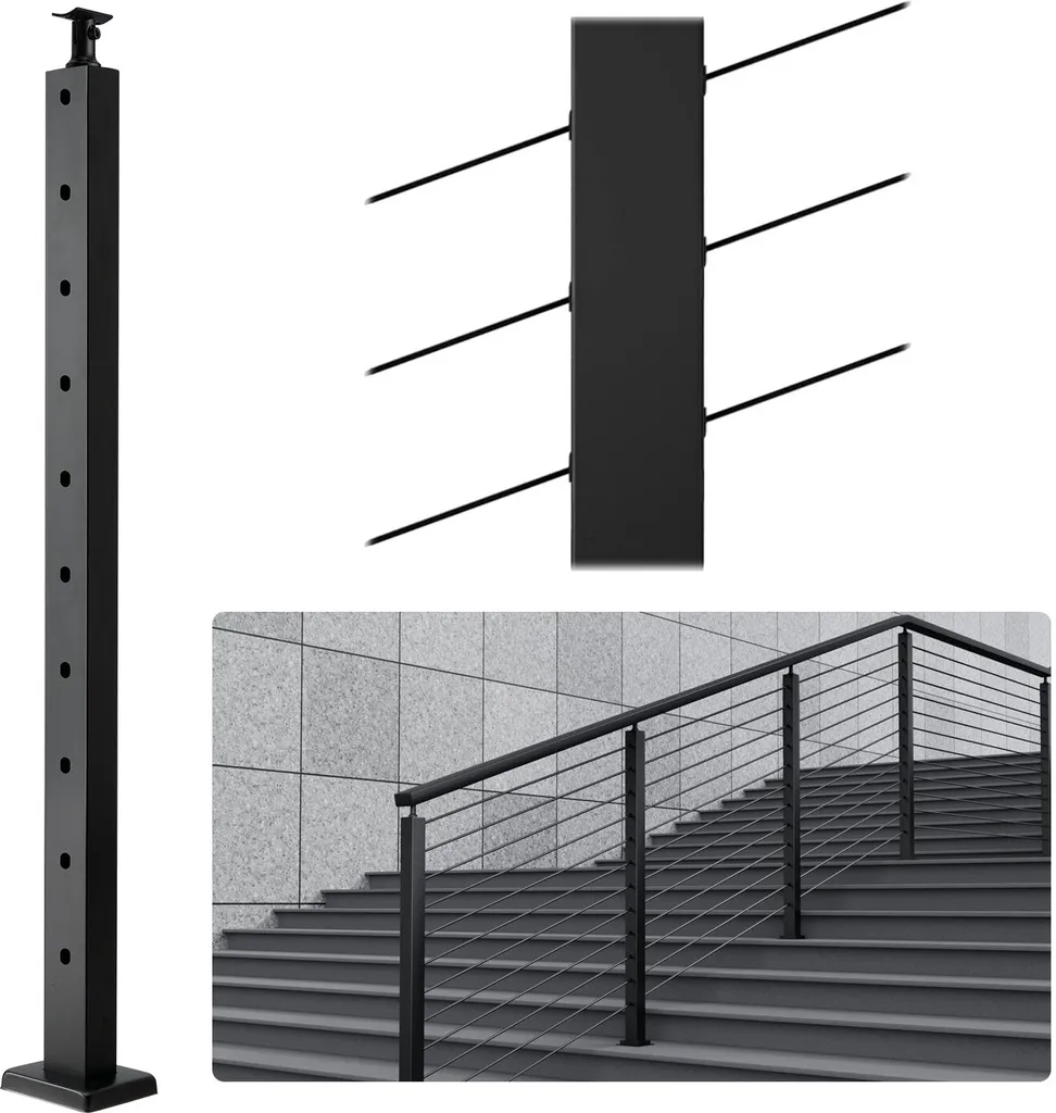 Poteau garde-corps pour escalier incliné solution anti-corrosion 91,44 cm