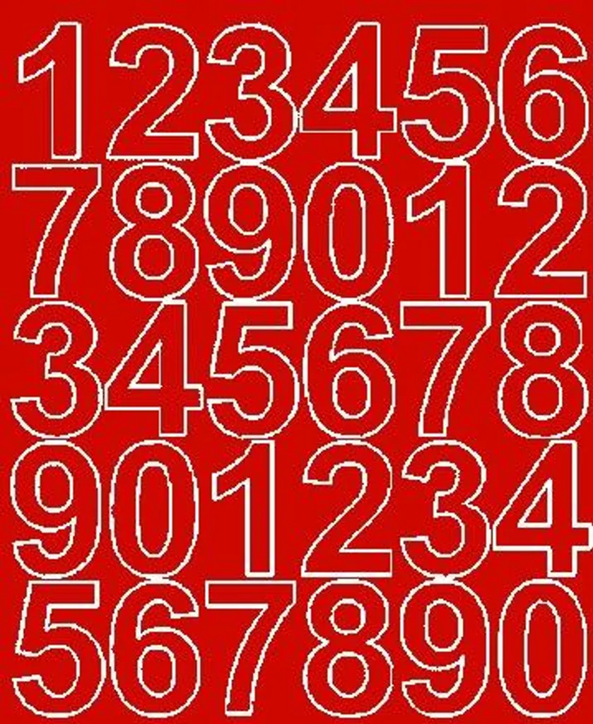 Adesivi numerati autoadesivi, 4,5 cm, rosso lucido