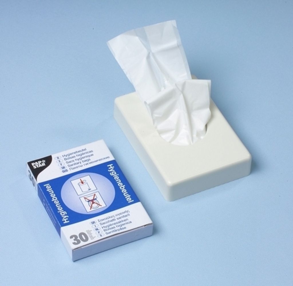 Hygienebeutel 28,5 cm x 8 cm x 7 cm weiss im Spenderkarton Produktbild 