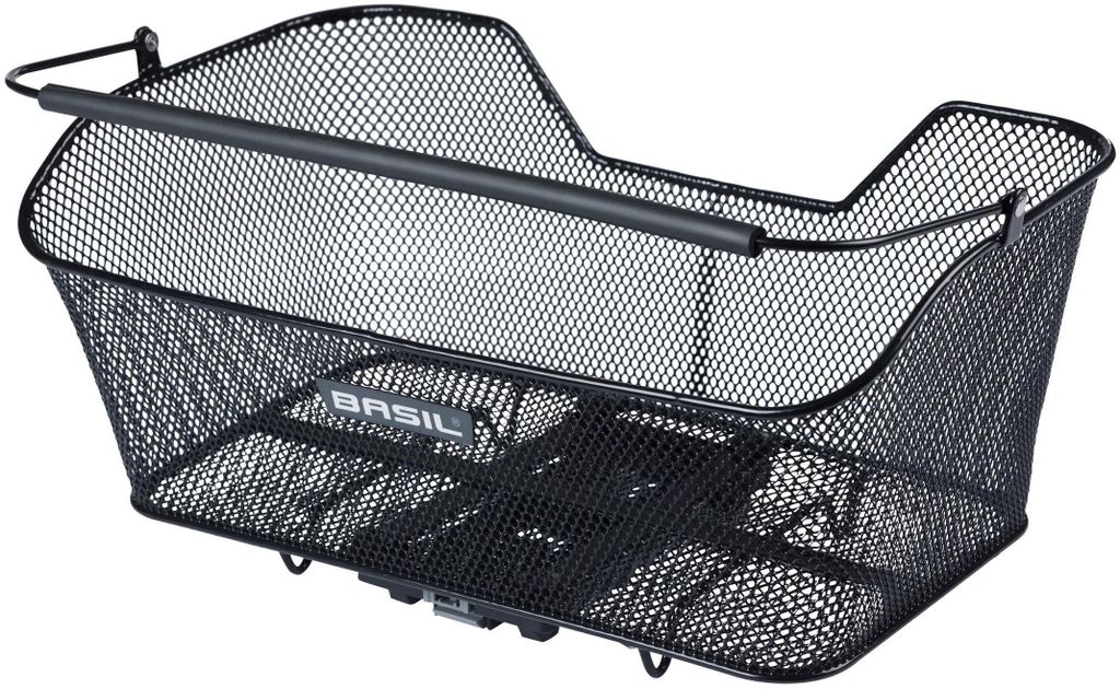 Basil Hinterradkorb Base XL MIK - schwarzer, engmaschiger Produktbild 