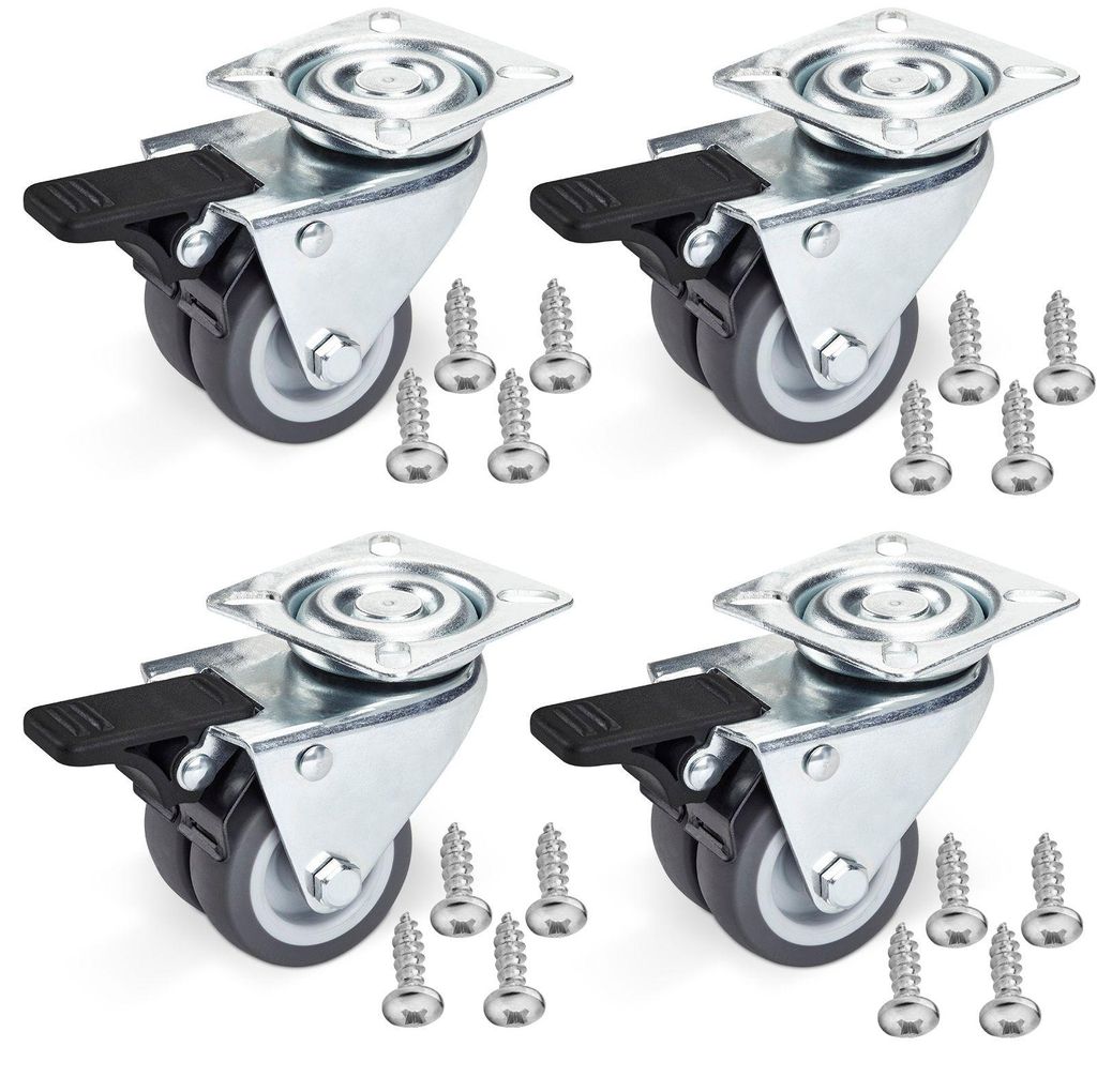 4er Set SOTECH Möbelrolle Durchmesser 50 mm mit Bremse Ø 50 mm