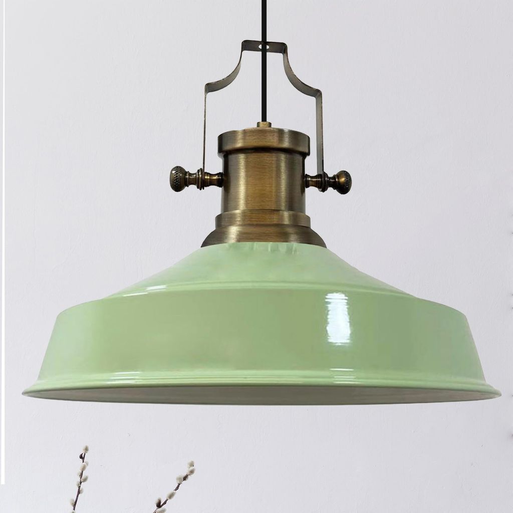 Asletl Hängelampe Industrial aus Metall 41 cm, Küchenlampe Vintage E27, Wohnzimmerlampe Hängend Vintage, Pendelleuchte Esstisch - Minzgrün
