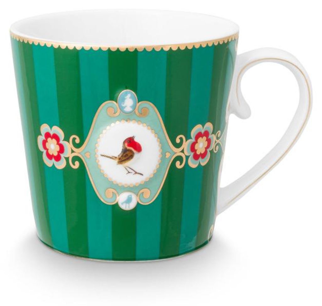 Pip Studio Henkelbecher Love Birds Stripes Emerald Grün Produktbild 