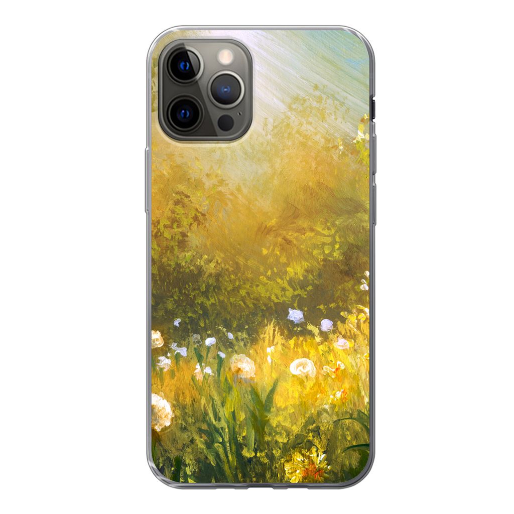 MuchoWow Handyhülle Schutzhülle Hülle für iPhone 12 Pro Blumen - Sommer - Aquarell Silikon Softcase Handy Hülle - Abdeckung