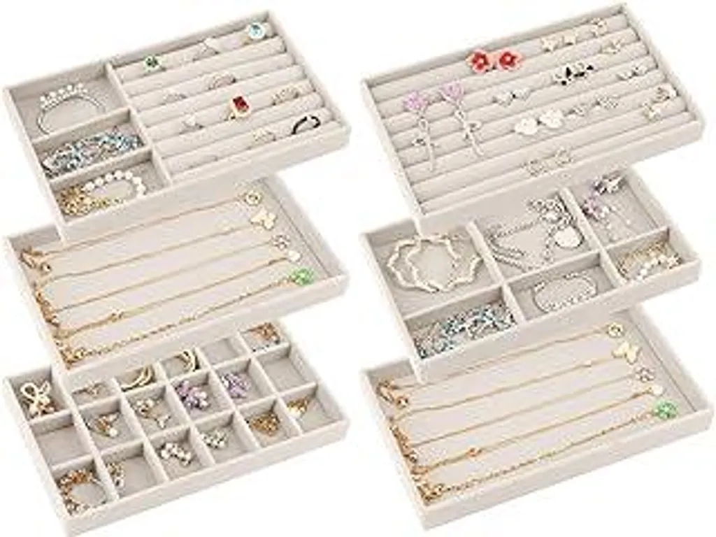 talifoca Set 6 Espositori Gioielli in Velluto per Cassetto e Comò