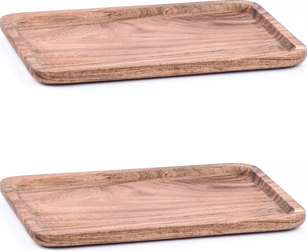 Plateau en Acacia Anea Anti-Dérapant pour un Service Stable en 2 Pièces