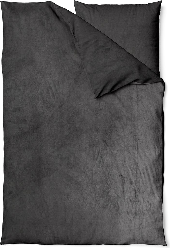 Winter Bettwäsche Teddy Plüsch 135x200 + 80x80 Bettbezug Cashmere Touch Nicki Uni / Wende Anthrazit