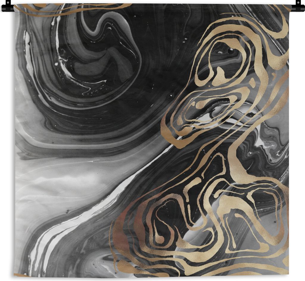 MuchoWow Wandteppich Wandbehang Marmor - Kupfer - Weiß - Schwarz 150x150 cm Tapisserie Dekoration Wandtuch - Wohnaccessoires - Modernes