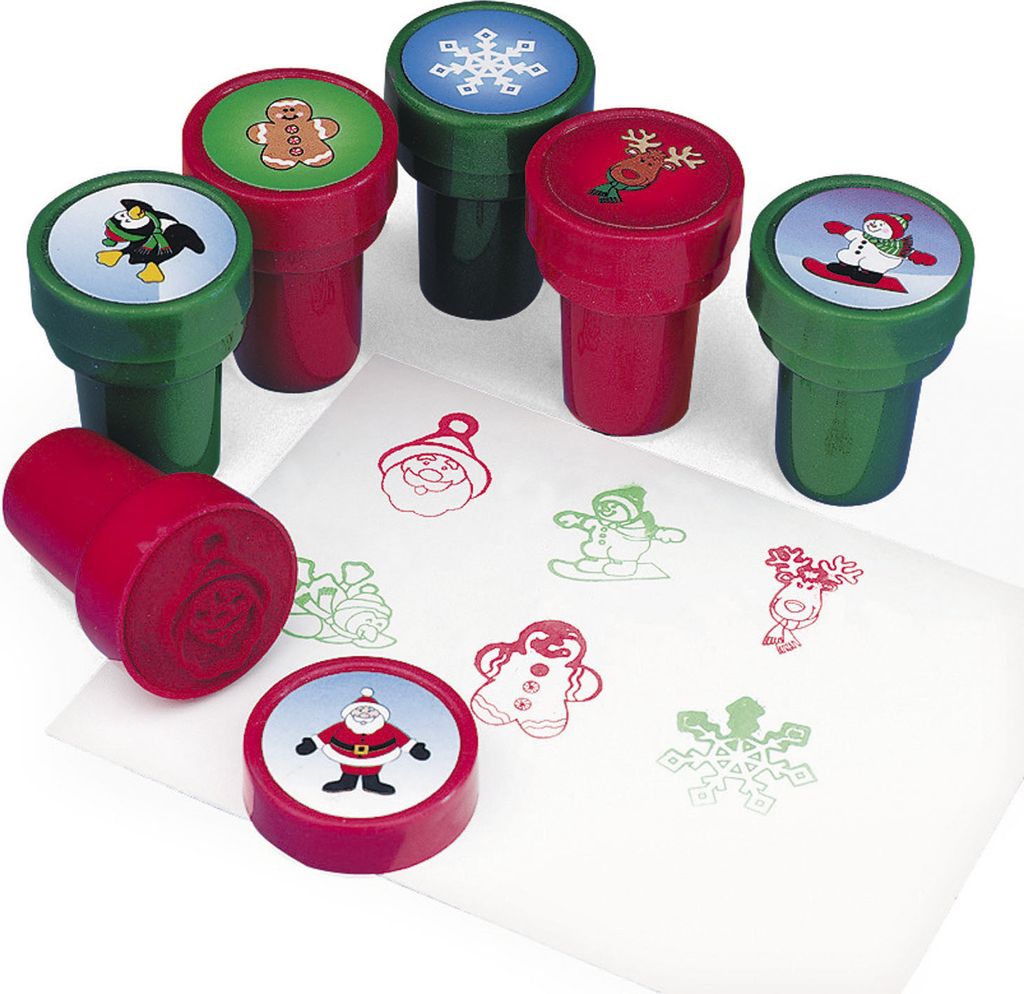 Kinderstempel Weihnachtsmann Pinguin Lebkuchenmann 6 Stück