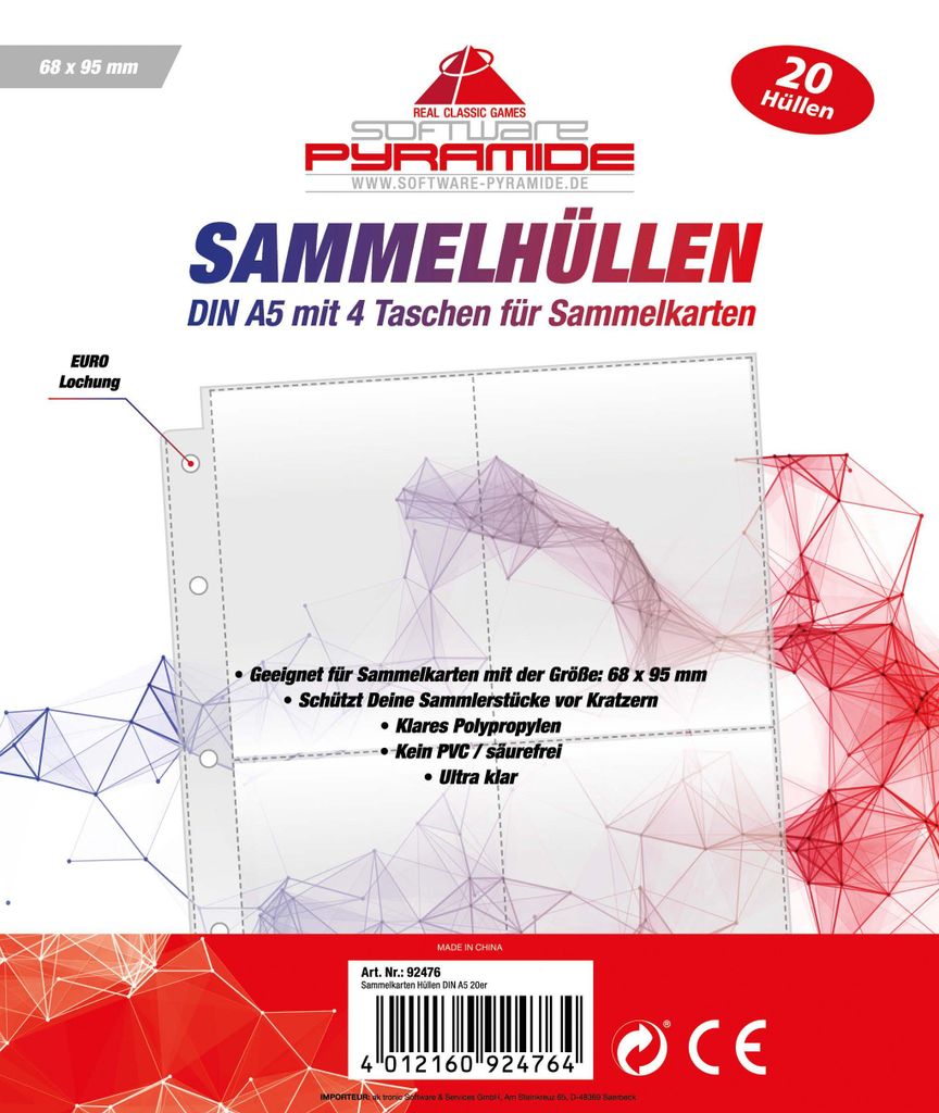 Sammelkarten Hüllen A5 20er - Pokémon, Schutz, 68x95 mm Produktbild 