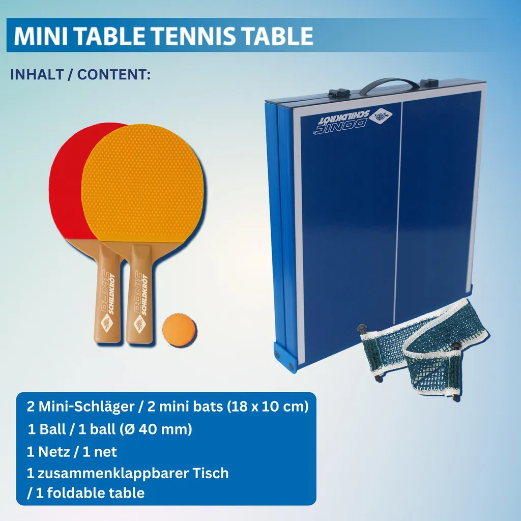 Table de TT Schildkröt MINI 66x33cm - Set Complet avec Filet et Raquettes - 19