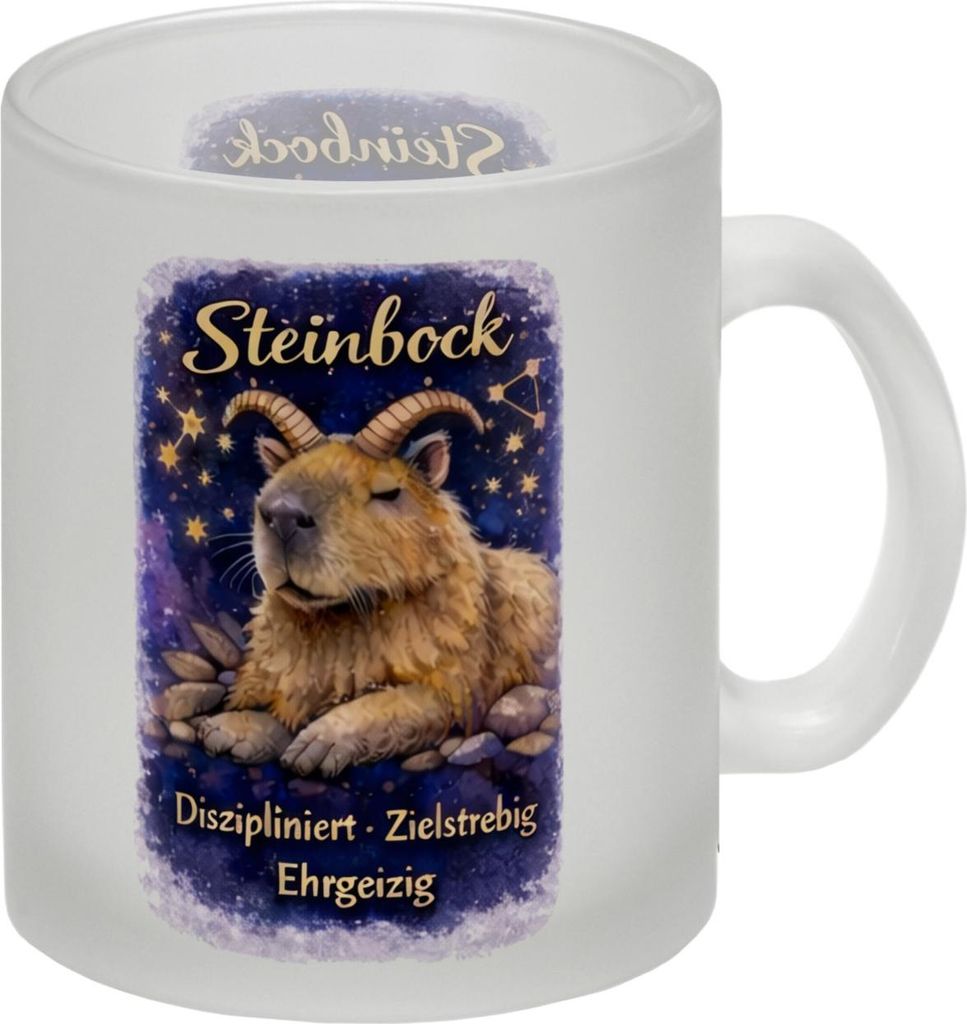 Steinbock Sternzeichen Cabybara Glas Tasse für Astrologie Fans