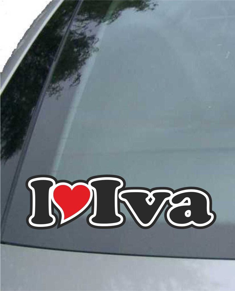 INDIGOS UG - Aufkleber / Autoaufkleber - I Love Heart - Ich liebe mit Herz 15 cm - I LOVE Iva - Auto LKW Truck - Sticker mit Namen vom Mann Frau Kind