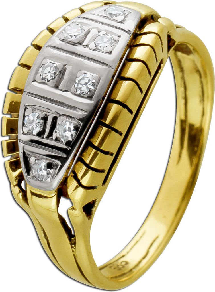 Diamantring Gold Weißgold 585 14K Diamanten Antikschmuck 18