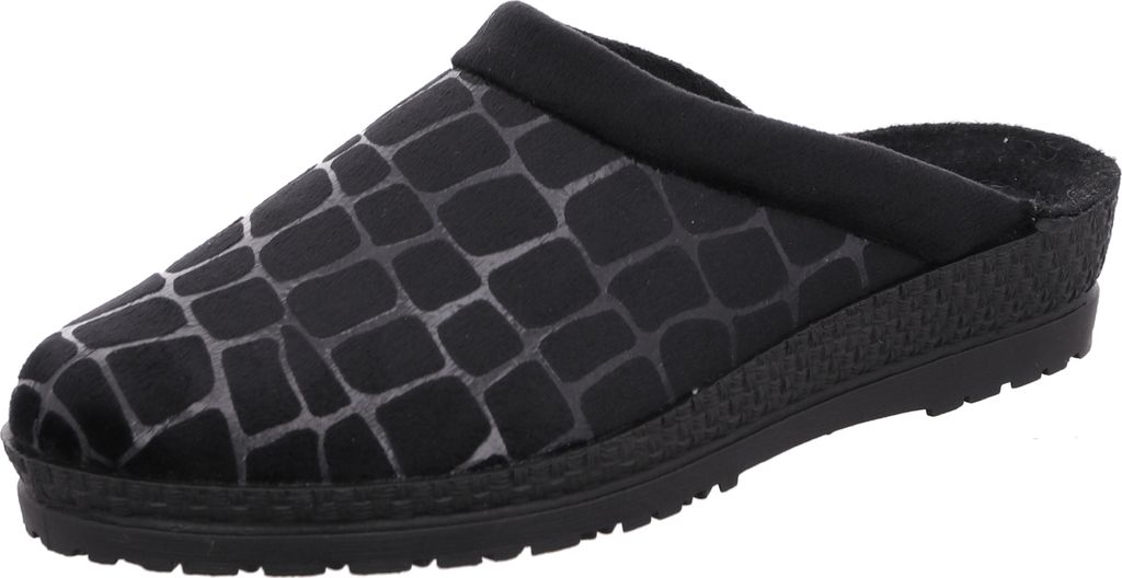 Rohde Damen Hausschuh Pantoffel Textil Reptil Muster Neustadt-D 2289, Größe:40 EU, Farbe:Schwarz