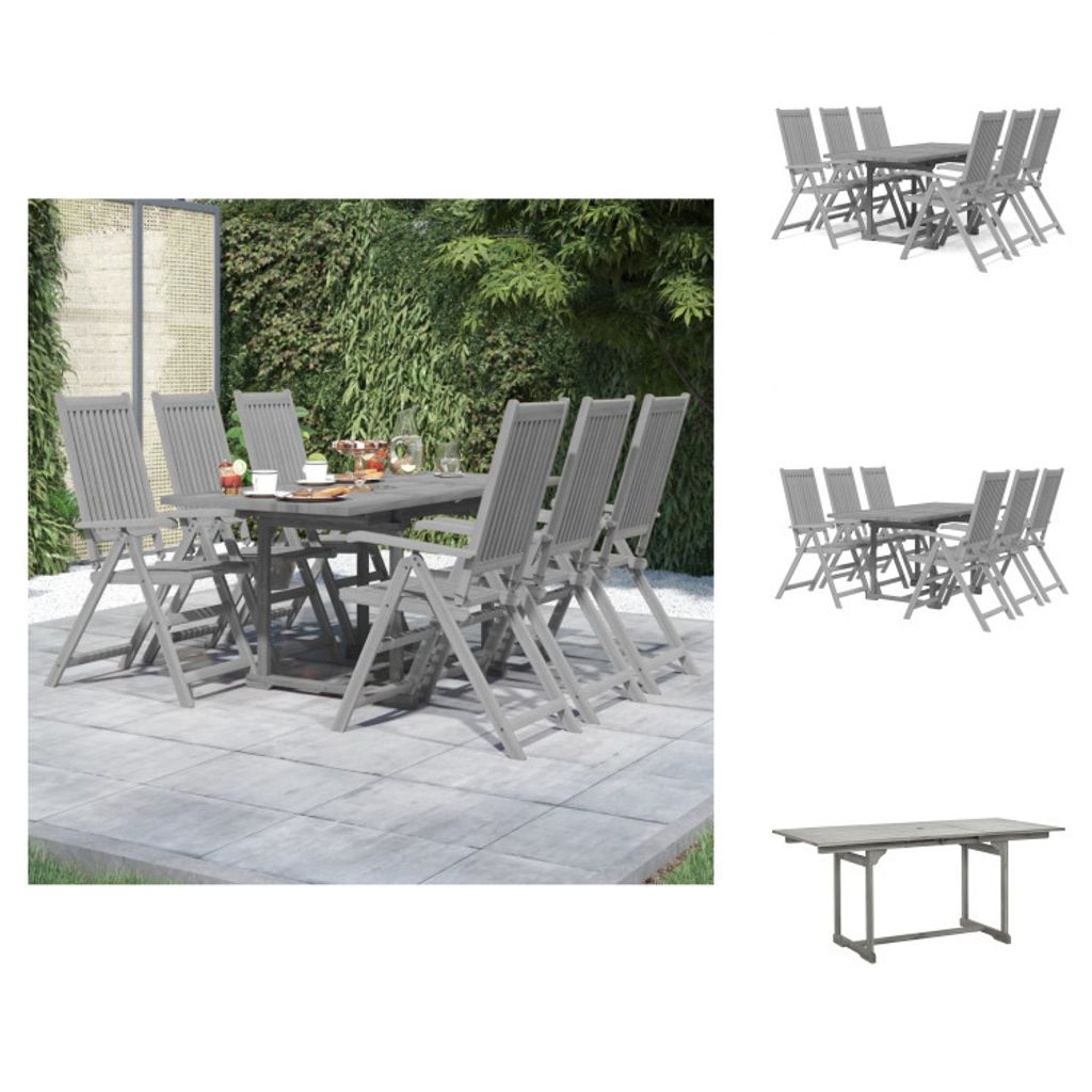 vidaXL 7-tlg. Garten-Essgruppe Massivholz Akazie - Gartenmöbel-Sets