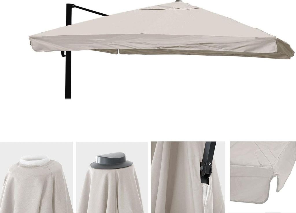 Ersatzbezug für n Sonnenschirm 3x4m mit Volant - cremegrau