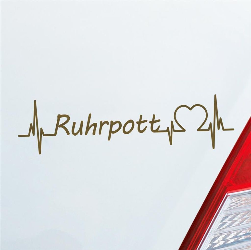 Auto Aufkleber Ruhrpott Puls Herzschlag mit Ferien Region Motiv 19x5 cm Gold Sticker Heckscheibenaufkleber