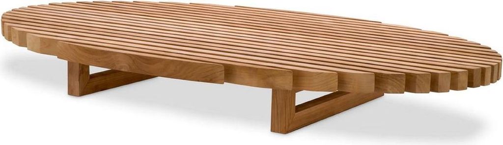 Casa Padrino Luxus Teak Couchtisch Naturfarben 170,5 x 99,5 x H. 21,5 cm - Ovaler Teakholz Wohnzimmertisch - Teakholz Wohnzimmer Möbel - Massivhol...