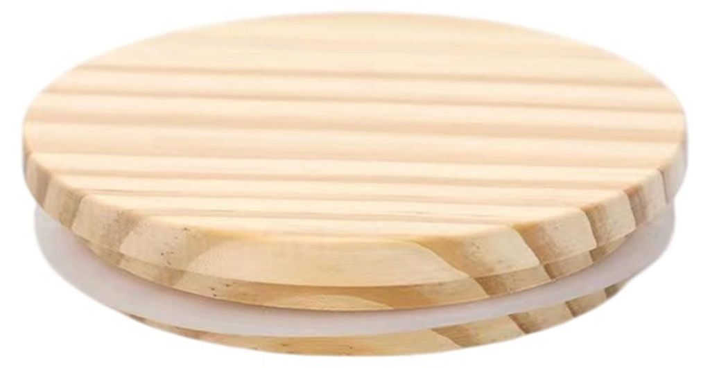 Runder Bambusdeckel für Gläser, Becher, luftdichter Holzdeckel für Dosen, Teedosen, Aromaflaschen, lebensmittelecht, auslaufsicher, wiederverwen...