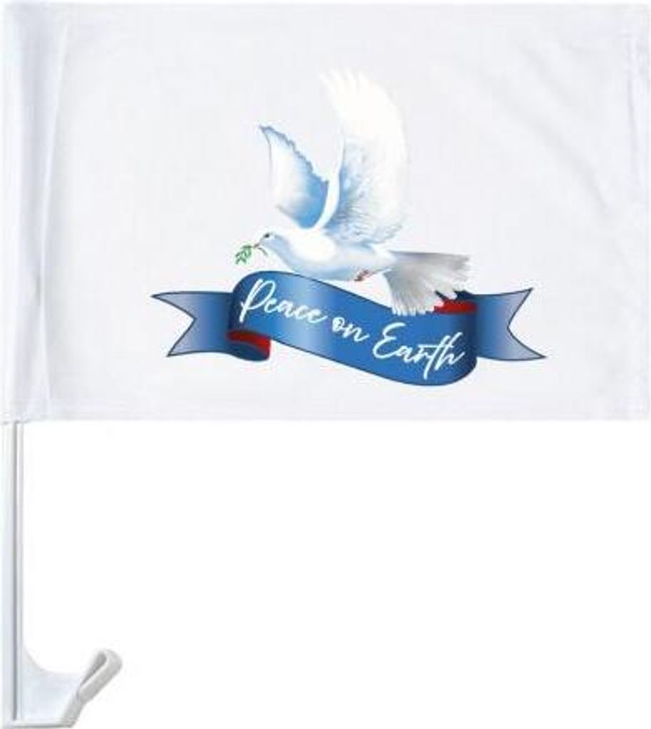 Autofahne für Autoscheibe mit Slogan - Peace on Earth - Produktbild 