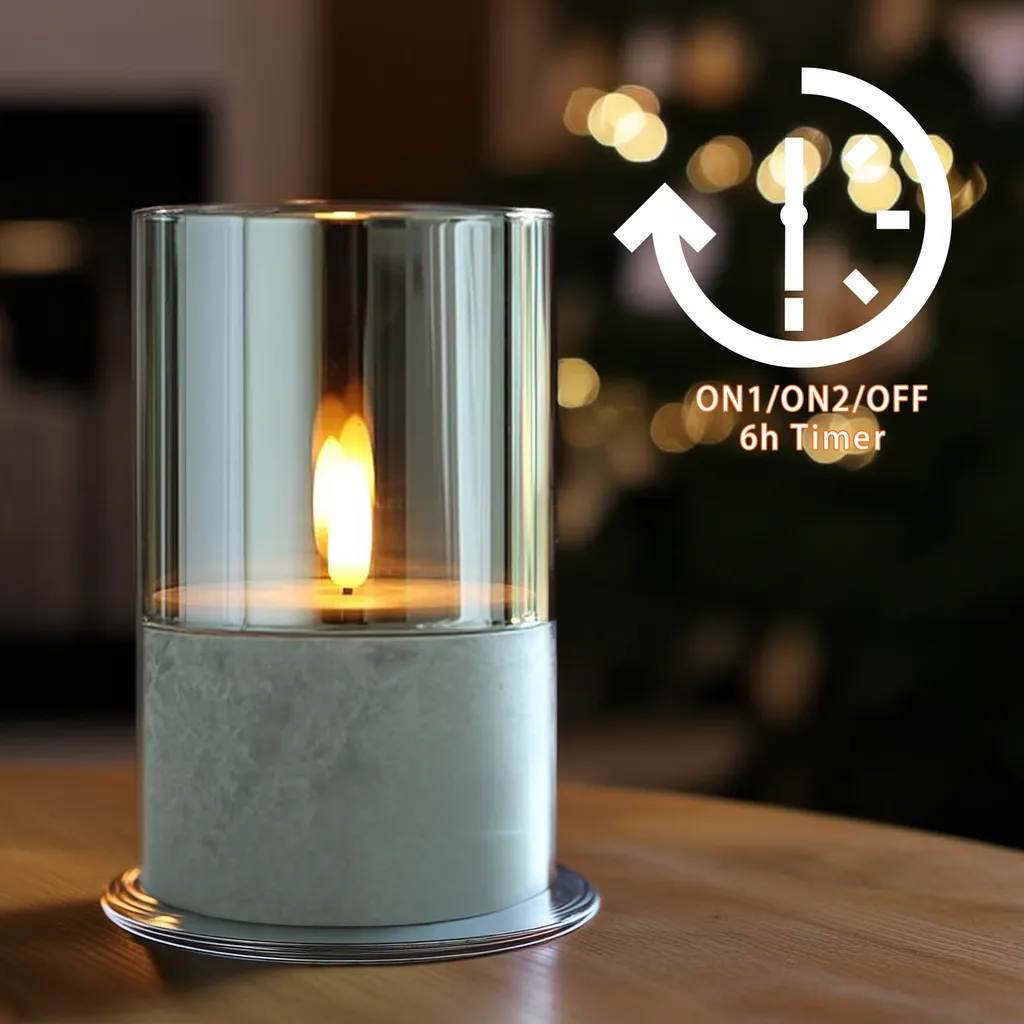Bougie LED Ciment avec Minuterie : Déco Extérieure Sans Risque de Feu