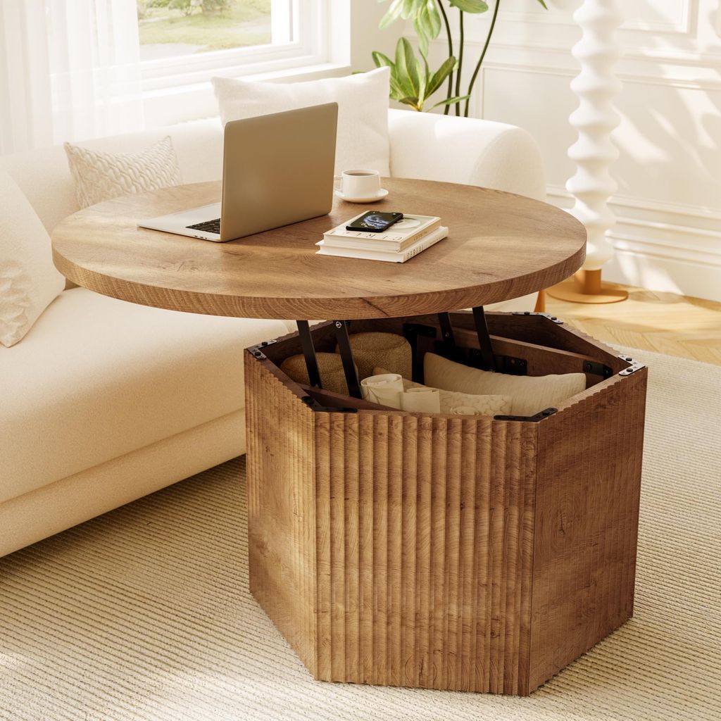 FABATO Couchtisch rund Ø 80 cm mit Liftfunktion, Produktbild 