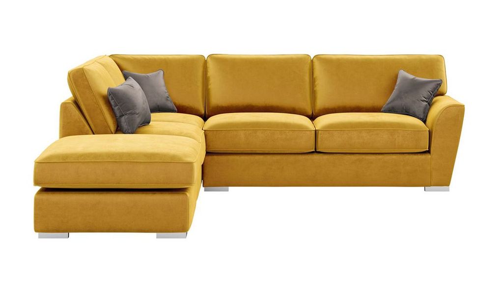 SLF24 - Linksseitiges Ecksofa mit gut angepasster Rückenpolsterung Majestic - Senf - Velluto 8/verblasstes Braun - Velluto 17