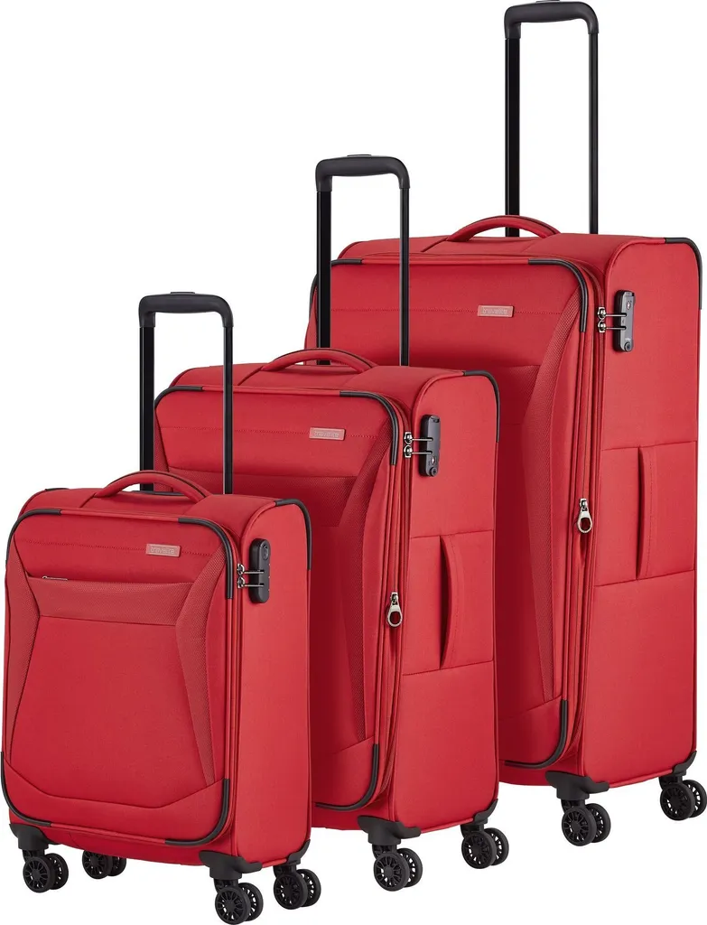Grande Valise à 4 Roues Travelite Chios - Trolley Souple Rouge Taille L