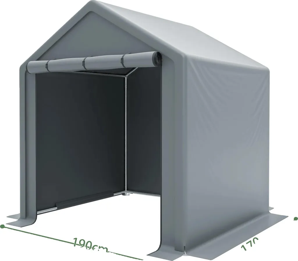 Abri de jardin pour moto et tondeuse, garage pliable gris 190 x 170 cm