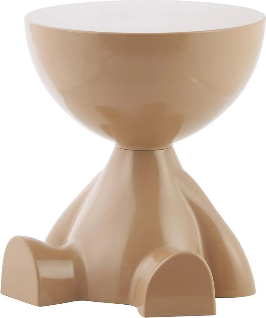 Table Basse Moderne en Plastique Beige : Meuble d'Appoint Robuste