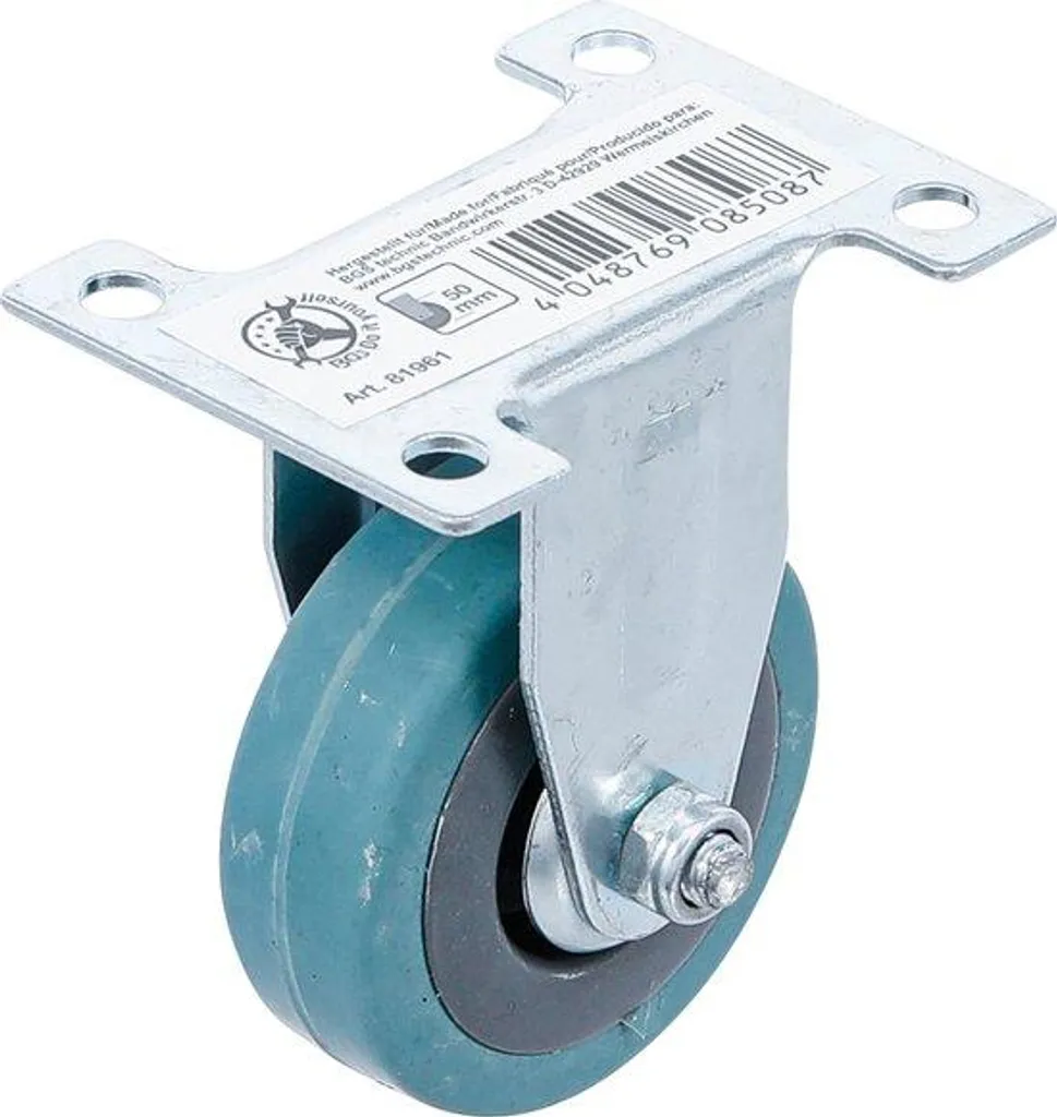Roulette fixe caoutchouc 50 mm à visser - Silencieuse et robuste