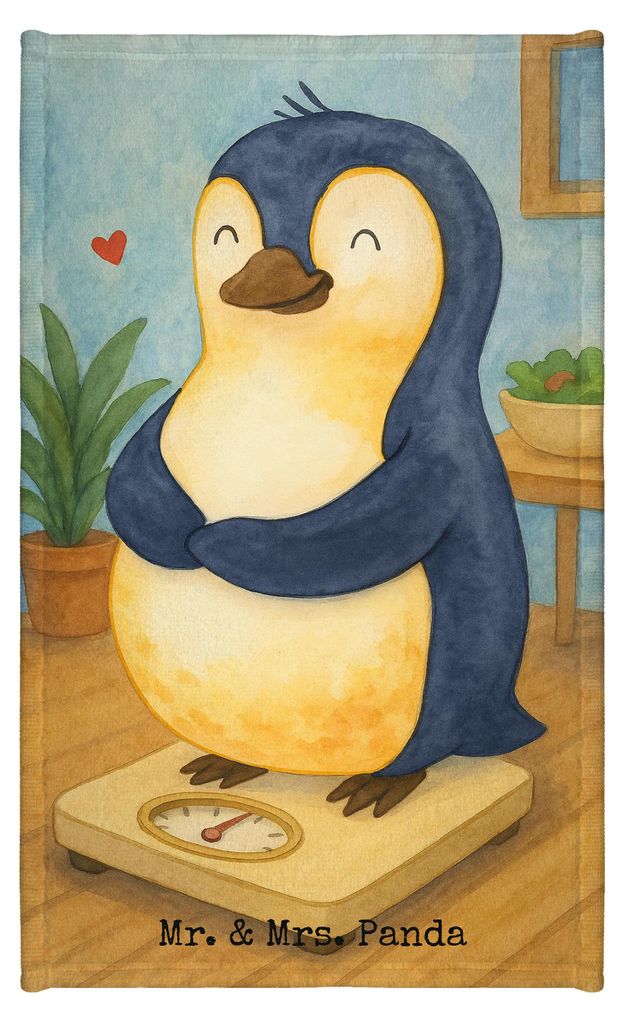 Mr. & Mrs. Panda Handtuch Gäste-WC Pinguin Diät Design - Weiß - Geschenk, Frotteehandtuch, glücklich, Gästehandtuch 30x50, gästetuch frottee,...