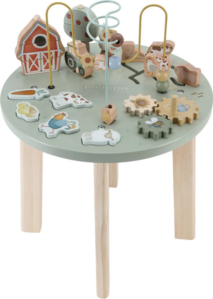 Little Dutch 7141 Table d'activités Little Farm vert bois pour enfant