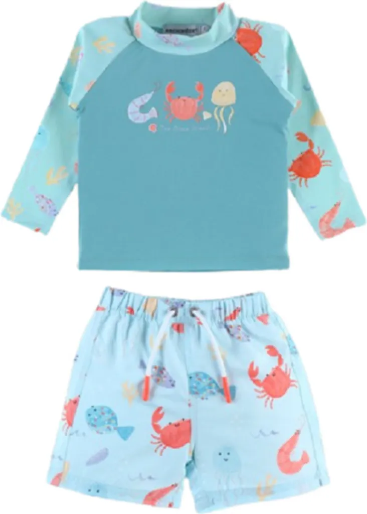 Ensemble Anti-UV Bébé Archimède Crevettes Bleues Modèle A212371 3-6 Mois