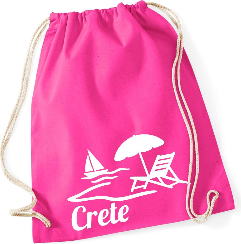 Huuraa Turnbeutel Crete Griechenland 12 Liter Fuchsia Baumwolle Rucksack Geschenkidee