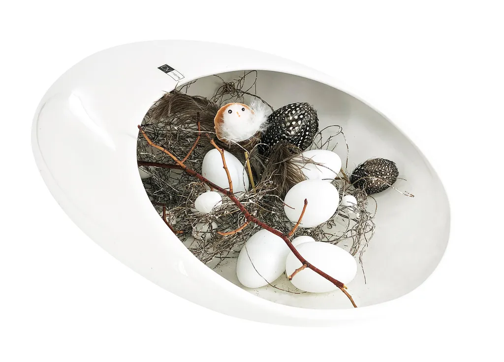 Grande coupe décorative blanche Bean L 44cm - Centre de table design - 3