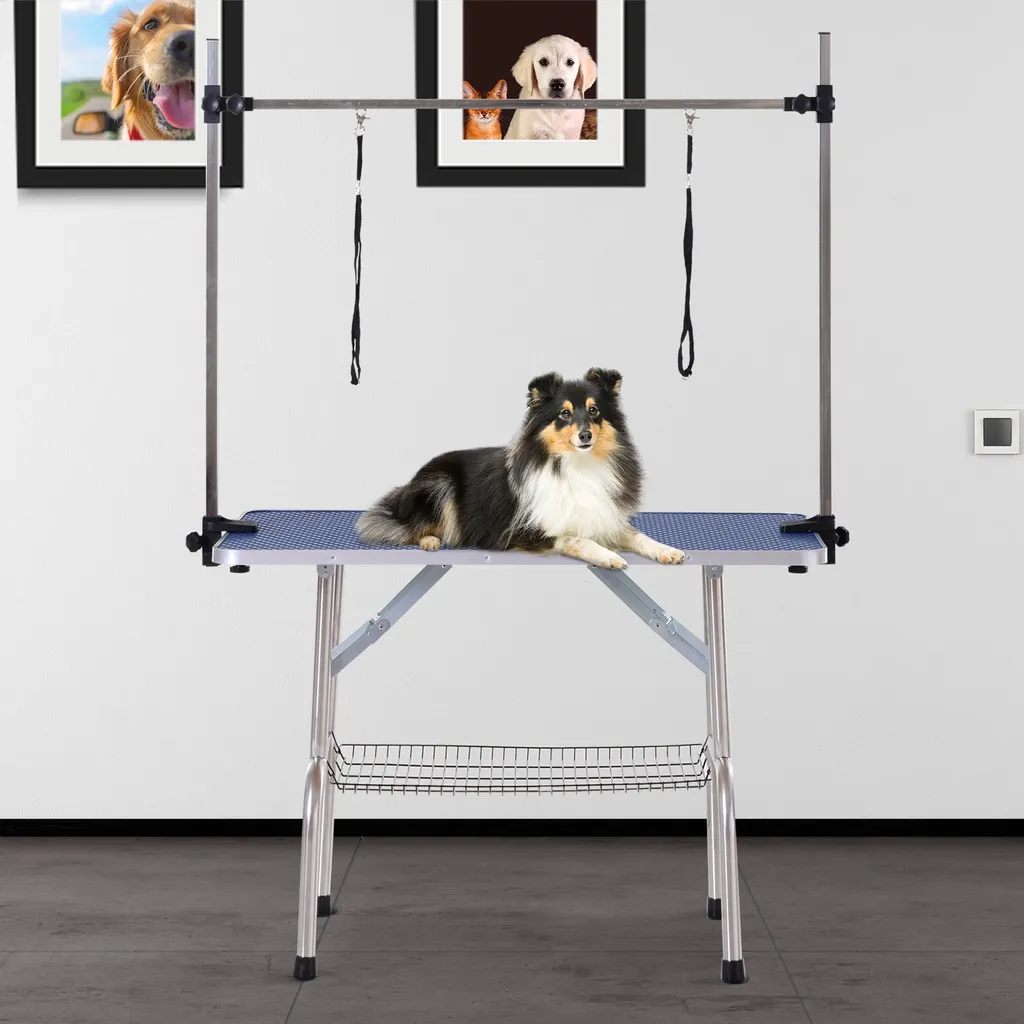 Table à langer anti mal de dos réglable pliable pour le change bébé bleu - 2