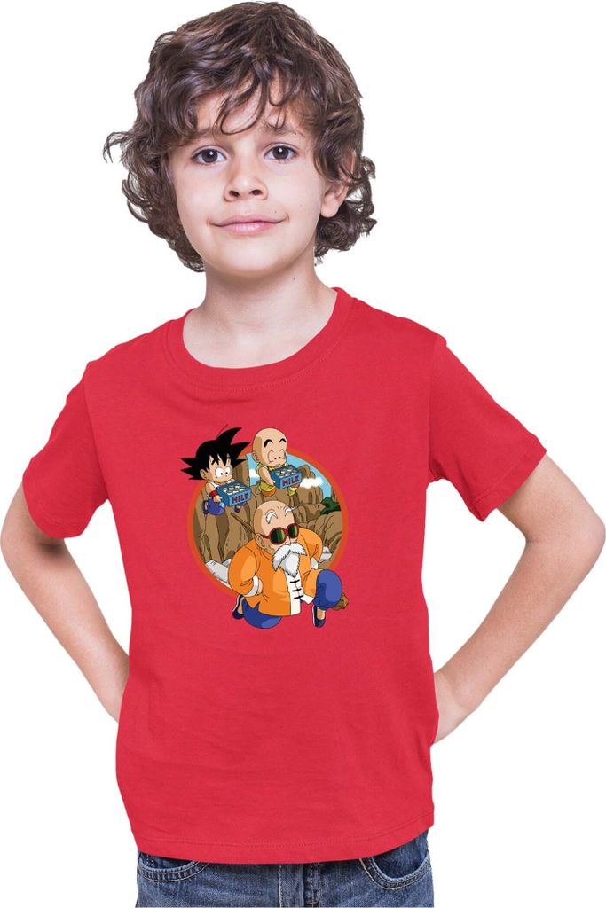 Kinder T-Shirt Dragon Anime Manga Ball Z Master Roshi 015, 12-13 Jahr - 152 / Rot