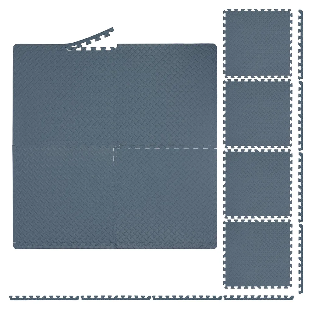 Dalles de Protection de Sol emboîtables Lot de 16 Tapis Puzzle Gris