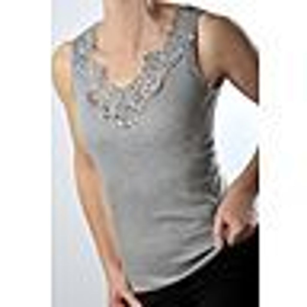 Toker Collection Achselhemd Damen Unterhemd mit extra breiter Spitze, 36/38, Grau