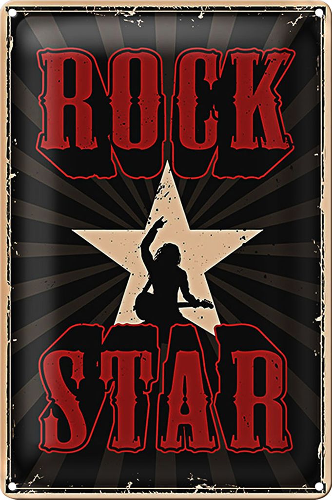 Blechschild Retro 20x30cm Rock Star Musik