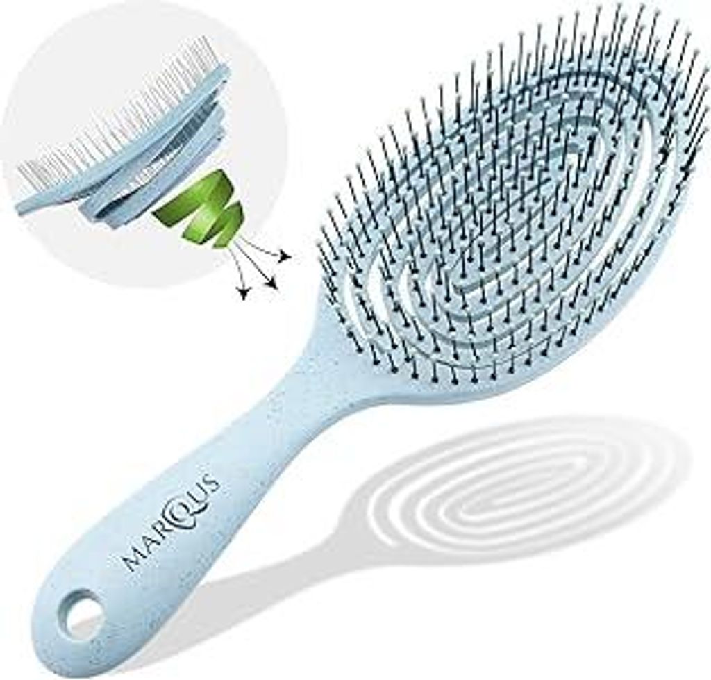 marQus Bio Haarbürste ohne Ziepen mit einzigartiger Doppelspiralfeder und noch mehr Borsten zur optimalen Druckverteilung und Pflege, Entwirrbürs...
