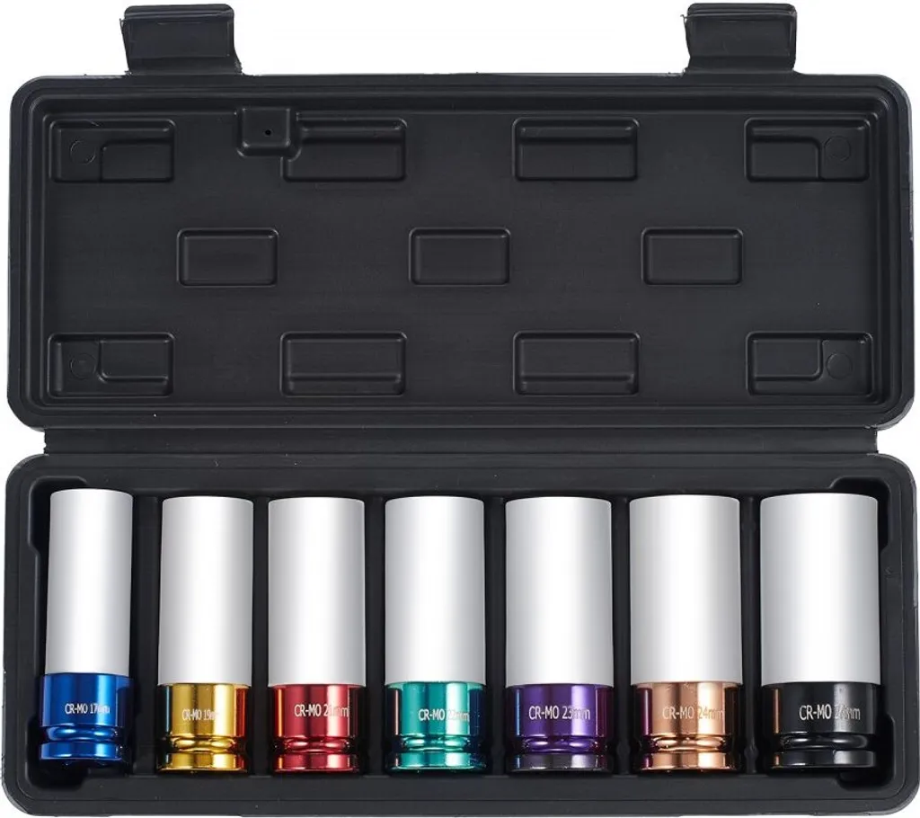 Coffret de douilles à chocs pour écrous d'essieu - Set de 7 pièces 1/2" - 10