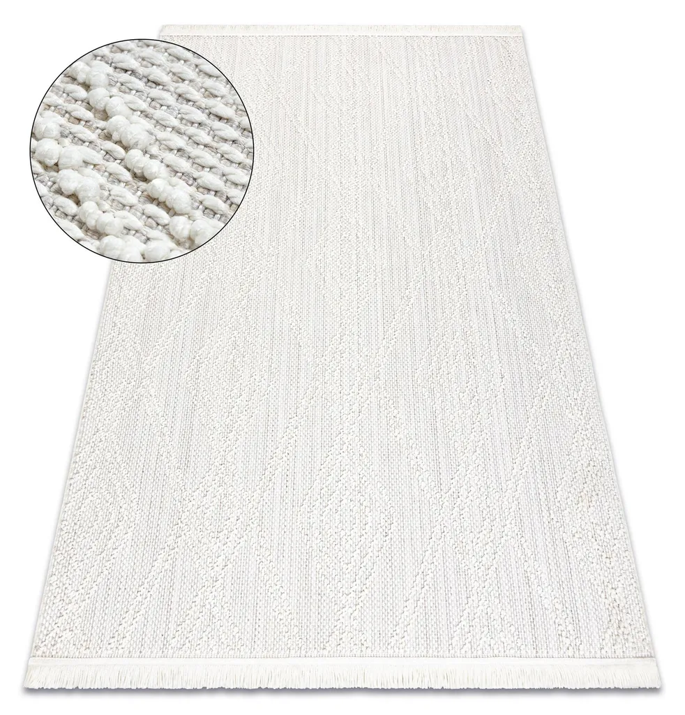 Moquette blanche motif diamants NANO EN14A 180x270 cm haute qualité