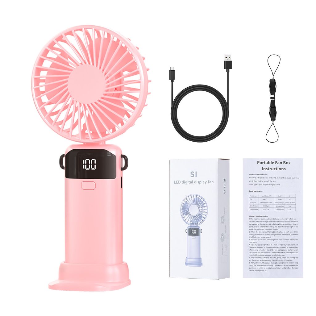 Mini Handventilator Leise Tragbarer Fan Lüfter USB Ventilator mit Akku Rosa