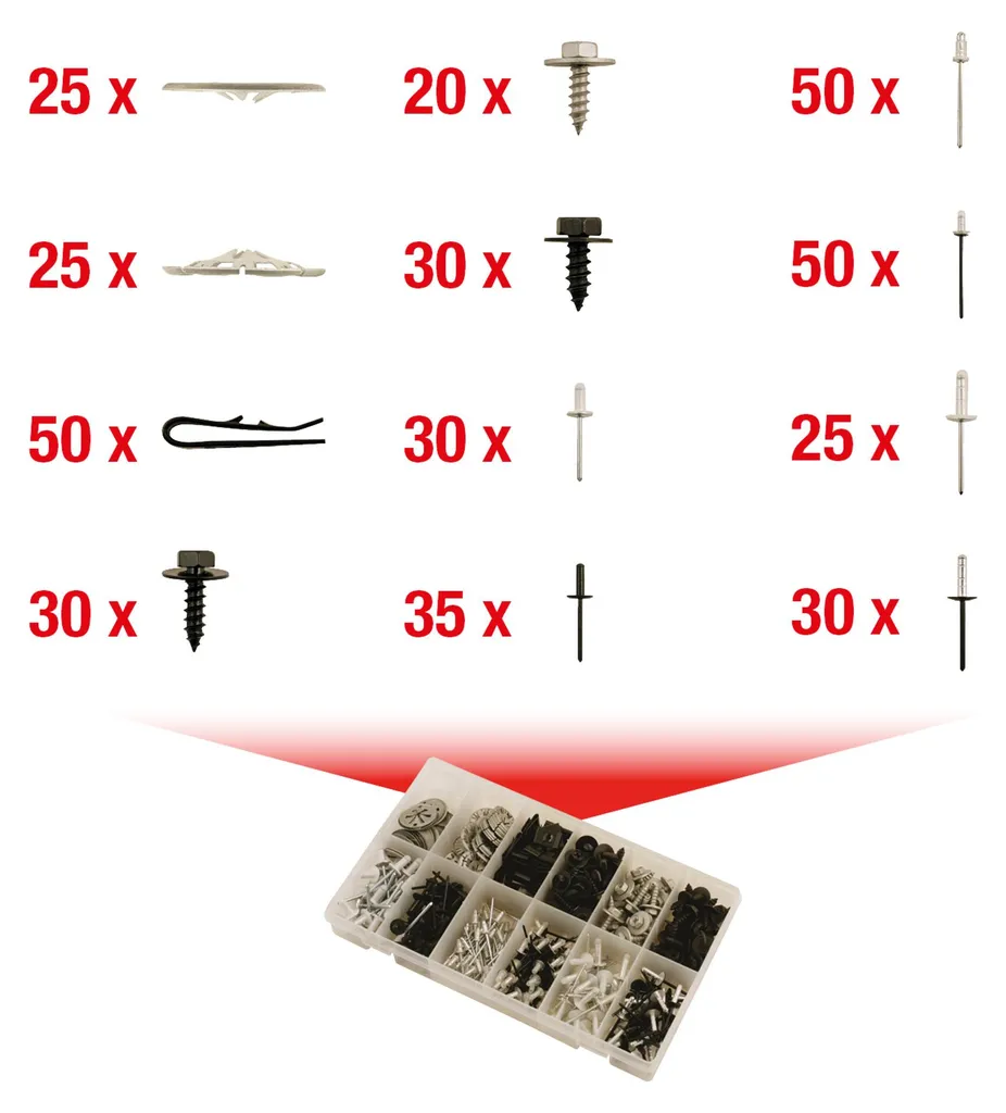 Assortiment de 400 clips de fixation rapides KS TOOLS 420.0915 robustes