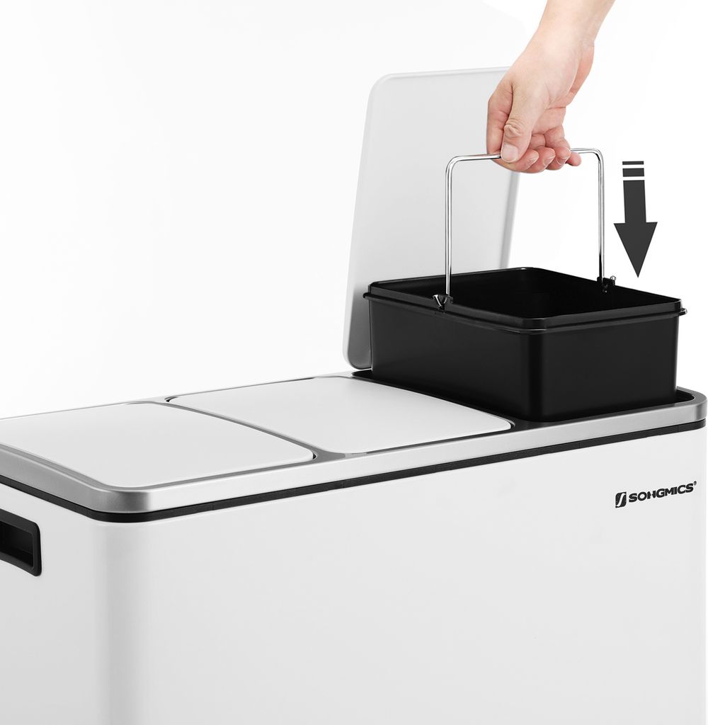 SONGMICS Mülleimer Mülltrennsystem, 3 x 18 L, ergonomisch, Produktbild 13