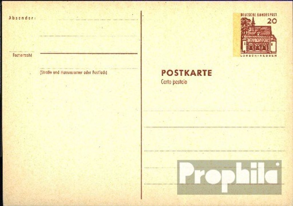 Belege Ganzsachen BRD (BR.Deutschland) 1965 P83 Amtliche Postkarte im Inland verwendet im Inland verwendet Bauwerke I